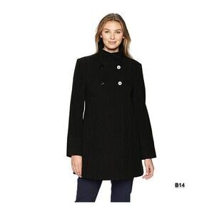 Larry Levin Women's Wool Blend Coat Size Small Black NWT Jacket Button Up